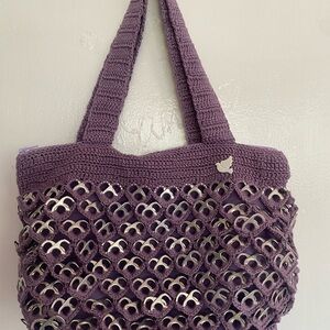 Handmade Purple Crochet Tote Bag